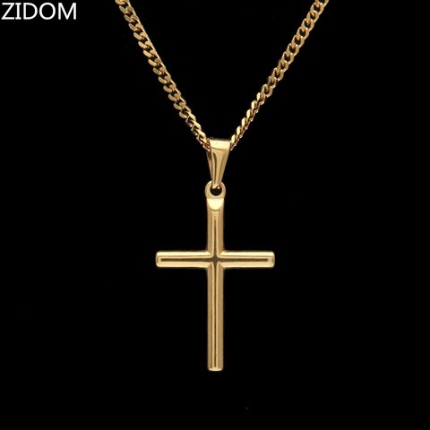 Gold Color Stainless Steel Cross pendant necklaces Men Hiphop/Rock fashion vintage necklace male  jewelry gifts Drop shipping ► Photo 1/3