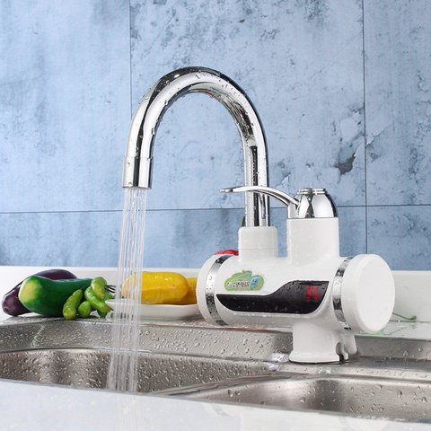 Electric Water Heater LED Digital Display Kitchen Faucet Tankless Instant Heating Kitchen Mixer Tap AU Plug Household 220V ► Photo 1/3