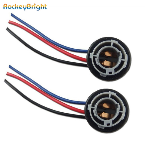Rockeybright 2pc car BAY15D 1157 LED brake light bulb socket BA15S 1156 adapter harness plug connector 1156 1157 Wiring Socket ► Photo 1/6