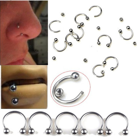 PINKSEE 10Pcs 316L Surgical Stainless Steel Circular Barbells Horseshoe 18g Lip Ring Eyebrow Nose Studs Body Piercing Jewelry ► Photo 1/6