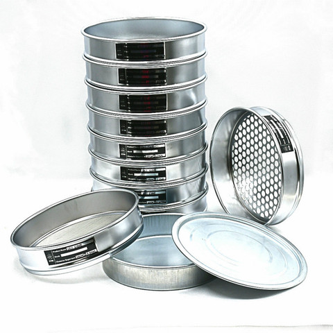 Soil Sieve Set Lab Standard Test Sieve Horticultural Round Hole Sample Sieve R20cm Aperture 0.074-60mm Lid & Bottom 11 Pcs ► Photo 1/6