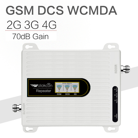 Walokcon GSM DCS WCDMA 900+1800+2100 Tri Band Mobile Signal Booster 2G 3G 4G LTE Cellular Repeater GSM 3G 4G Cell Phone Booster ► Photo 1/6