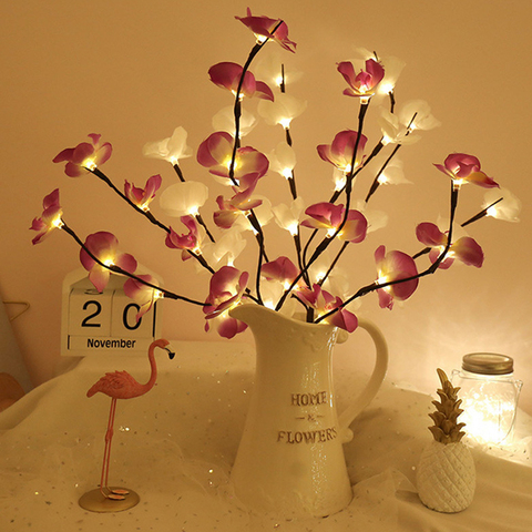 BEIAIDI 20 LED Battery Power Simulation Orchid Branch Light Vase Filler Flower Willow Branch Fairy Light Garland Home Decoration ► Photo 1/6