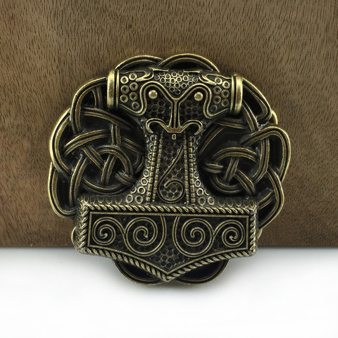 BuckleClub Mjolnir THORSHAMMER VIKING belt buckle jeans gift music belt buckle FP-03718-1 antique brass finish drop shipping ► Photo 1/6