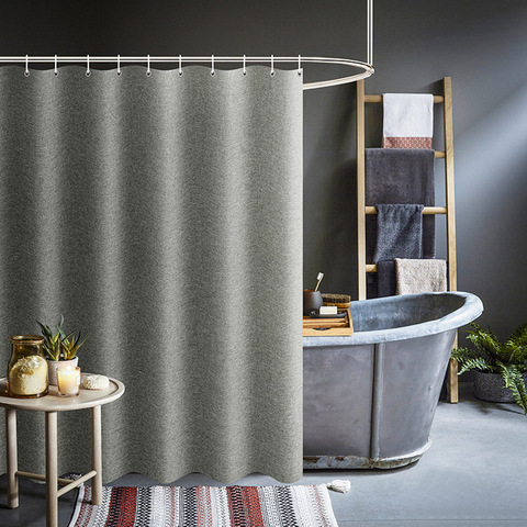 Thick Grey Shower Curtains Imitation Linen Fabric Waterproof Bath Curtains For Bathroom Bathtub Large Wide Modern Bathing Cover ► Photo 1/6