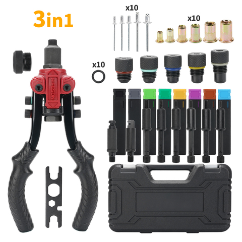 HIFESON 617 Multifunctional Manual Ram Gun Riveting Nut Gun Riveter Reaming Gun Powerful Three-in-One M3-M10 Nut Kit ► Photo 1/6