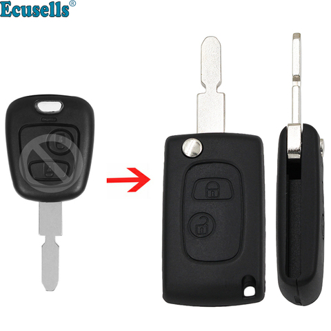 2 Buttons modified Flip Remote Key Shell case fob for Peugeot 406 ► Photo 1/6