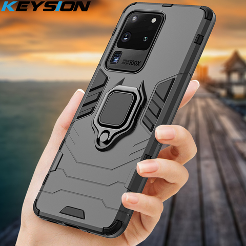 KEYSION Shockproof Armor Case for Samsung Galaxy S20 S20 Plus S20 Ultra Ring Holder Stand Phone Back Cover for Samsung S20+ S20 ► Photo 1/6