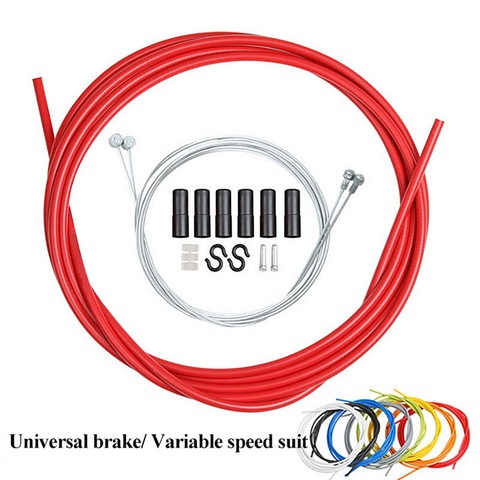 6 IN 1 MTB Road Bike Bicycle Brake Cable Shift Line Set 4mm/5mm Transmission Tube Cables Wire With 2 Caps 2m Variable Speed Pipe ► Photo 1/6