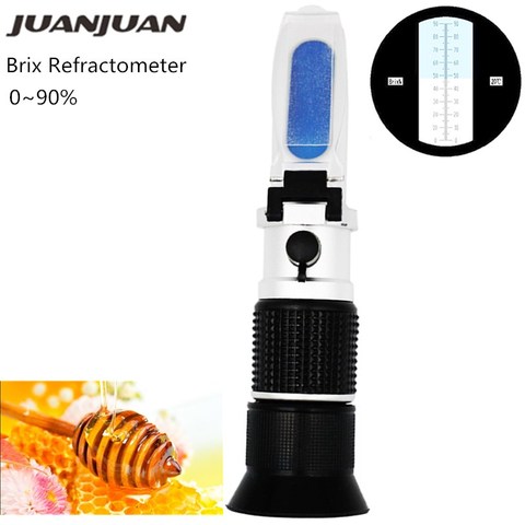 Handheld Brix Refractometer 0-90% Sugar Content juice liquids Tester with ATC Measurement Tool Sauce Meter for honey 10%off ► Photo 1/6