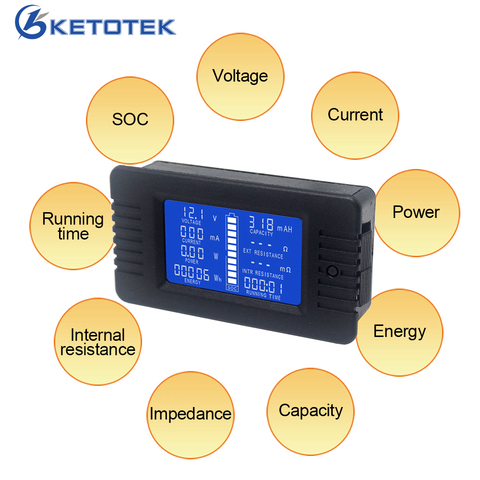 DC Voltmeter Ammeter 0-200V 10A/50A/100A/200A/300A Power Energy Meter Inpedance Capacity Running Time SOC Monitor ► Photo 1/6