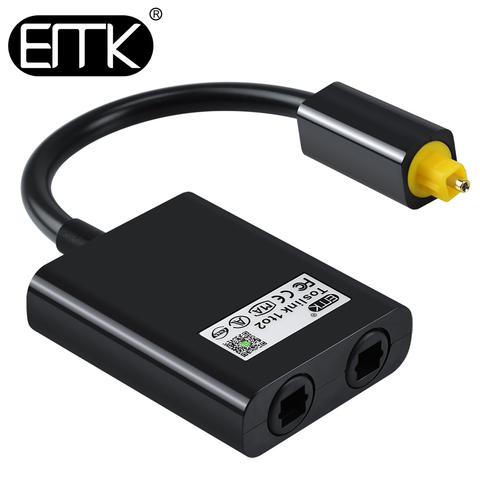 EMK Digital Optical Splitter Audio Cable 2-Way SPDIF Toslink Splitter Cable 1 input 2 Output Optical adapter Speakers TV PS4 DVD ► Photo 1/6