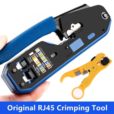 All in one EZ RJ45 Tool Network Crimper Cable Crimping Tools for RJ45 Cat7 Cat6 Cat5 RJ11 RJ12 Modular Plugs Metal Clips Pliers ► Photo 1/6
