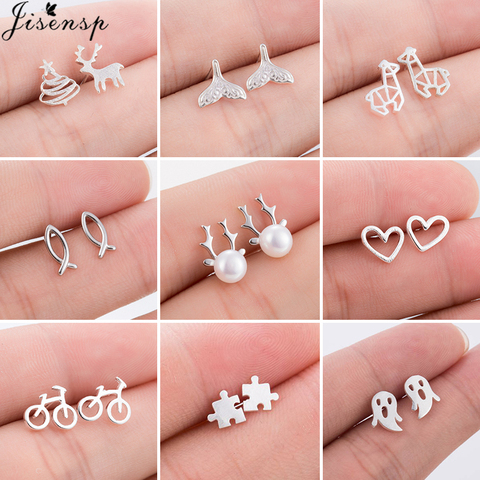 Bohemian Fashion Simple Stud Earrings Geometric Fish Heart Ghost Puzzle Earrings for Women Girls Kids Jewelry Pendientes Gifts ► Photo 1/6