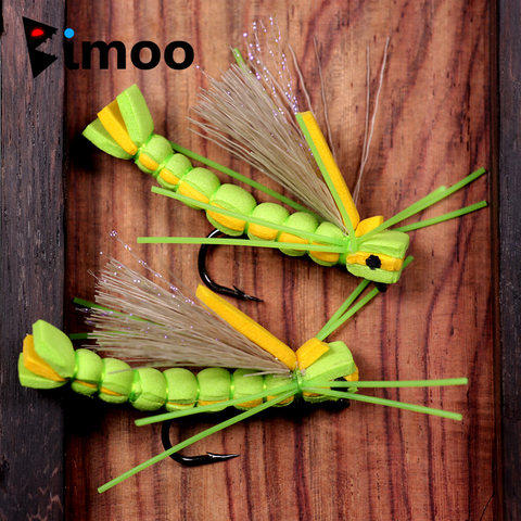 Bimoo 4PCS Trout Fly Foam Body Grasshopper #4 Dry Fly Fishing Flies Floating Foam Lures Hopper Fly ► Photo 1/6