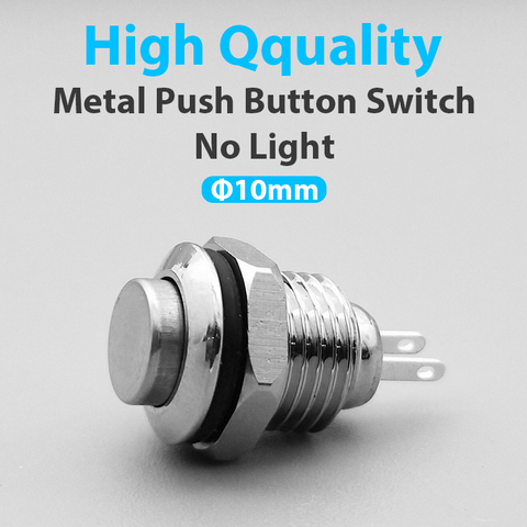 1Pcs 10mm 2pin Panel Hole Metal Push Button Switch High Head Self-locking/Latching Self-reset/Momentary soldering IP67 1NO ► Photo 1/6