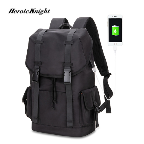 Heroic Knight Large Capacity Travel Backpacks Men USB Charge 15.6in Laptop Backpack For Teenagers Drawstring Bag Male School Bag ► Photo 1/6