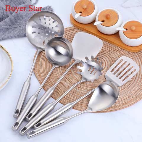 7pcs Stainless Steel Cookware Spatula ladle turner Utensil Spatula Shovel Set Kitchenware metal Gadgets wok shovel soup colander ► Photo 1/6