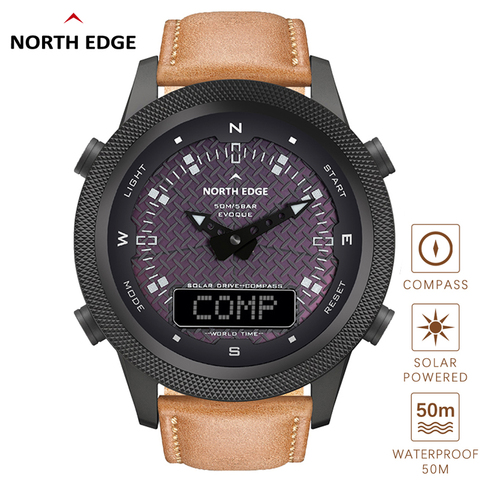 NORTH EDGE Men Digital Solar Watch Mens Outdoor Sport Watches Full Metal Waterproof 50M Compass Countdown Stopwatch Smart Watch ► Photo 1/6