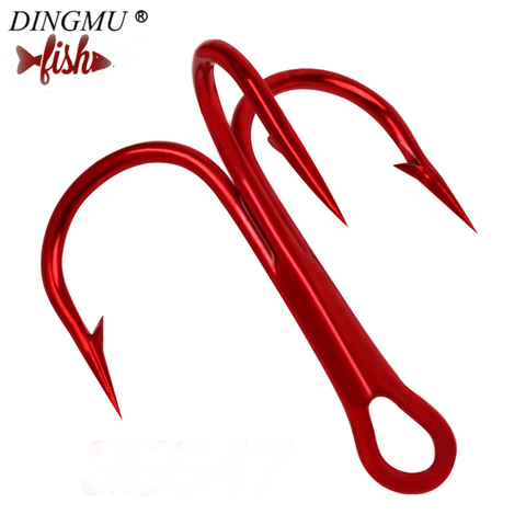 20pc Fishing Hook Treble High Carbon Steel Hooks 2/4/6/8/10# Fishing Tackle Red Color pesca ► Photo 1/6