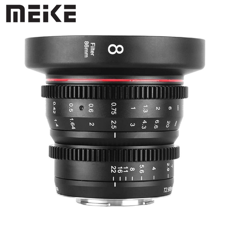 Meike 8mm T2.9 Large Aperture Manual Focus Cine Lens for Olympus Panasonic Lumix M4/3 Mount OMD-EM10 E-M5 GH3 GH5 G9 GX7 BMPCC ► Photo 1/6