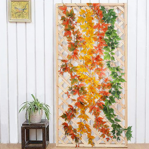 180cm Artificial Plastic Plants Ivy Maple leaf garland tree Fake Autumn leaves Rattan Hanging Vines for Wedding Home Wall Decor ► Photo 1/6