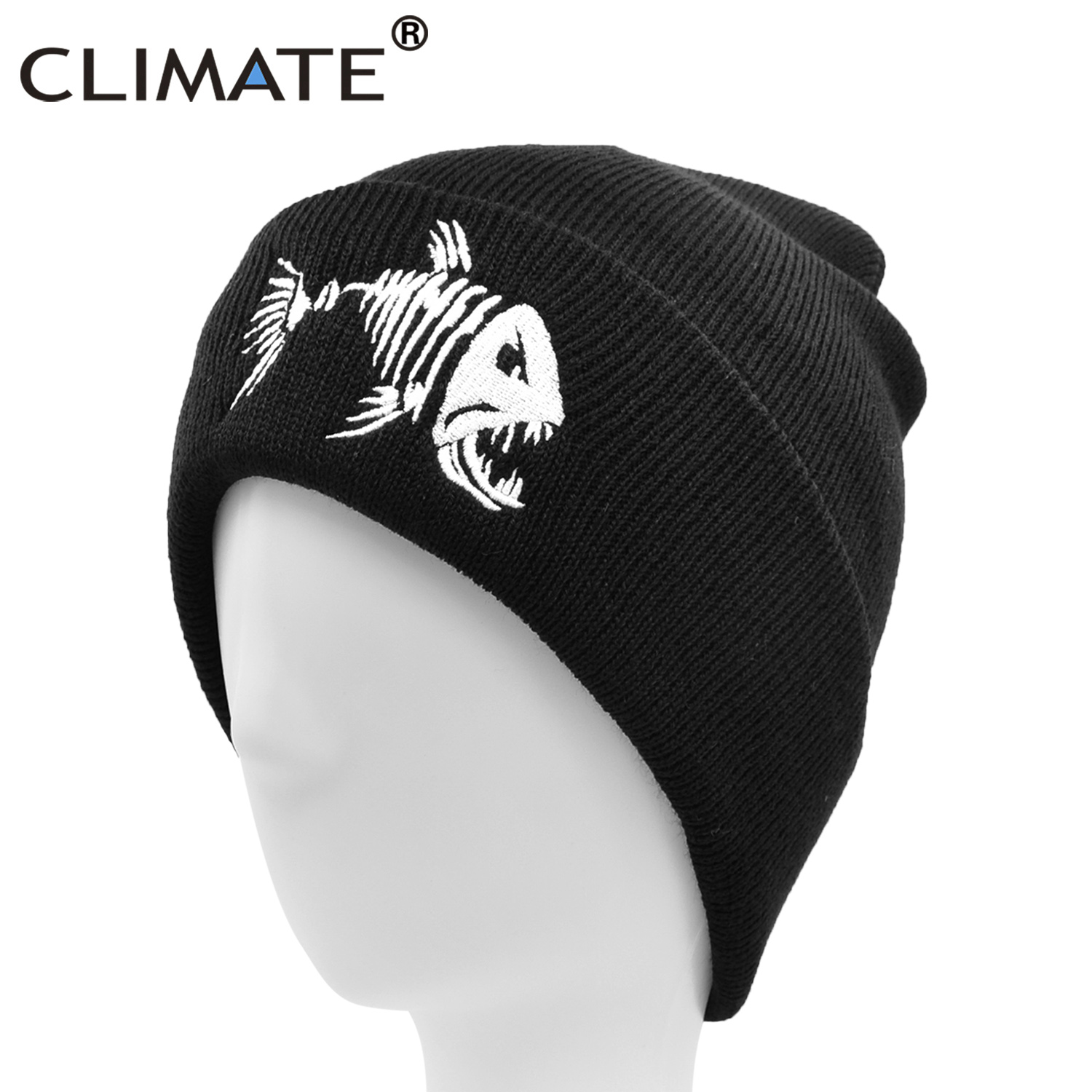 CLIMATE Fish Fishbone Beanie Hat Winter Fishing Warm Beanie Fisher