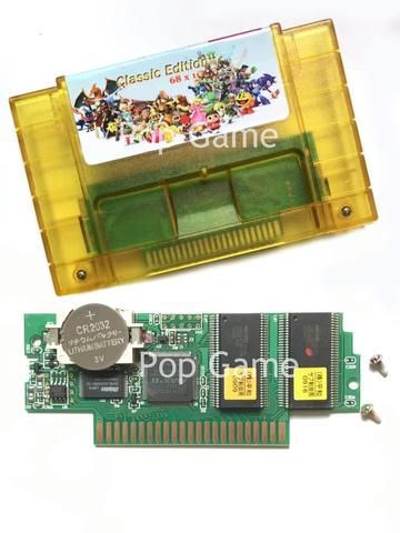 Battery Save Super 68 in 1 Collection Video Game Cartridge for 16 bit 46 pin NTSC Console with Top Gear 1 2 Harvest Moon Turtles ► Photo 1/1