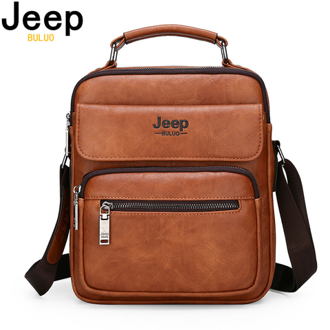 JEEP BULUO Brand Man Split Leather Crossbody Shoulder Messenger Bag For iPad Big Size Men's Handbags Famous Casual Business ► Photo 1/6