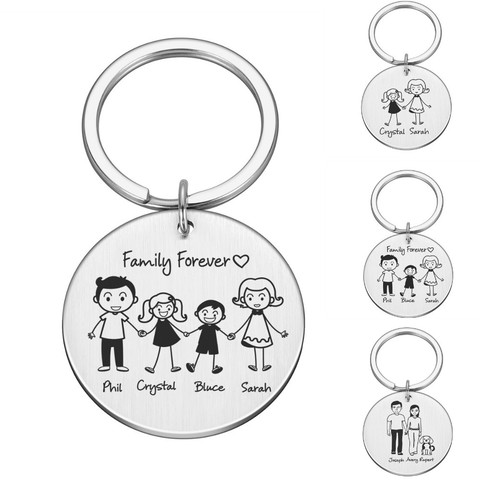 Personalized Family Gifts Keychain Custom Mom Dad Daughter Son Pet Key Chain Engraved Stainless Steel Mother Father Kids Keyring ► Photo 1/6