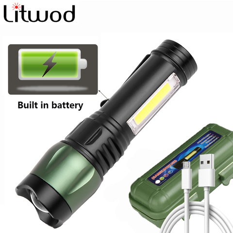 XP-G Q5 USB Rechargable Mini LED Flashlight Super Bright 3 Modes Built in Battery Torch Waterproof Portable COB Camping Light ► Photo 1/6