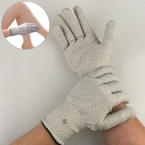 1Pair Silver Magic Pulse Massage Gloves Fiber Conductive Electrotherapy Massage Electrode Gloves Use For Tens Machine ► Photo 1/6