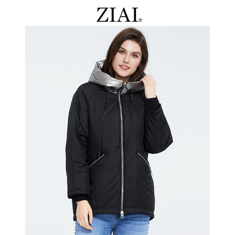 ZIAI 2022 black Women coat winter warm female parkas hooded Neckline drawstring design ladies jacket clothing outerwear ZM-9343 ► Photo 1/5