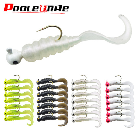 7pcs/Lot Soft Bait With Hook Worm Cub Lifelike Jig Head Silicone Fishing Lures 4.8cm 2.7g Jerkbaits Swimbait Pesca Bass Tackle ► Photo 1/6