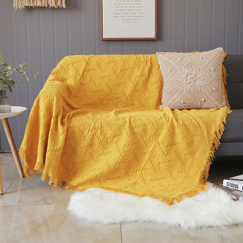 Decorative Sofa Blanket with Tassel Sofa Cover Dust Cover Tapestry Throw Blankets for Travel Plane Cobertor Bedspread Koc ► Photo 1/6