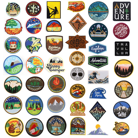 Adventure Travel Hiking Camping Patch Camper Explore Widness Get Lost In Nature Forest Applique Iron Sew On Patch Badge ► Photo 1/6