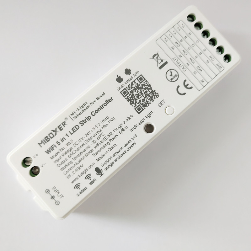 Mi-Light RGB RGBW 5in1 RGB+CCT WiFi App Alexa Controller Dimmer For LED Strip 