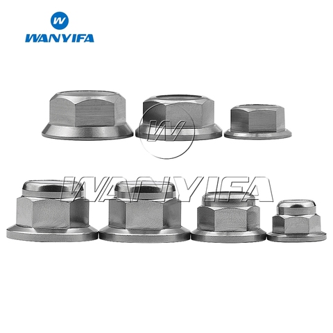 Wanyifa Titanium Nuts M6 M8 M10 M14 Flange Nylon Lock Nuts for Bicycle Motorcycle Car Ti Fastener 1pcs ► Photo 1/6