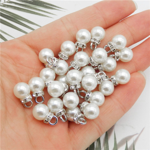 10pcs Elegant Imitation Pearl & Clear CZ Crown Pendant Dangle Earring Charm Bracelet Jewelry spacer Loose Beads Jewelry Making ► Photo 1/6