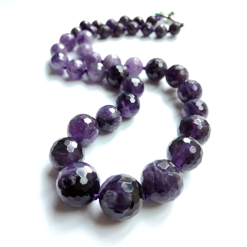 LiiJi Unique Natural REAL Purple Amethysts Approx 6-16mm Choker Fashion Necklace 48cm Nice Party Mothers Day Gift ► Photo 1/5