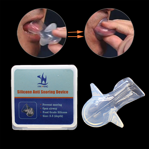 Silicone Anti Snore Tongue Retaining Device with Case Stop Snoring  Breathing Sleep Aid Tool