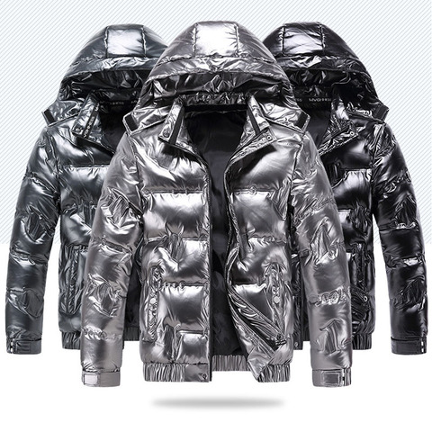 2022 winter men's jacket casual Warm Thick coat fashionable hooded parkas men clothing shiny waterproof jackets size 4XL MY309 ► Photo 1/6