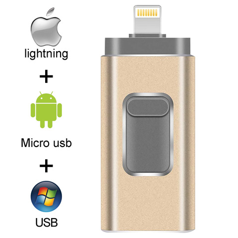 Usb iPhone Flash Drive 3 in 1 Lightning OTG Pen Drive USB Flash 3.0 Pendrive  512GB