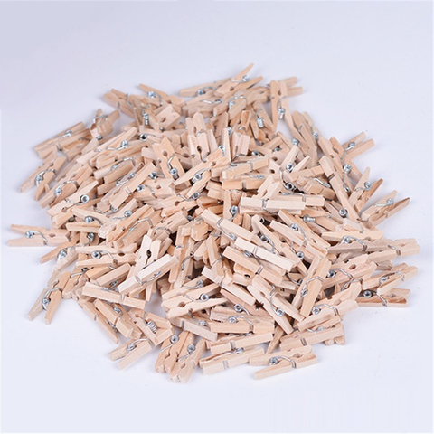 50 PCS  Very Small Mine Size 25mm Mini Natural Wooden Clips For Photo Clips Clothespin Craft Decoration Clips Pegs ► Photo 1/4