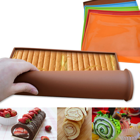 1 PC Swiss Roll Mats Nonstick Kitchen Accessories Cake Rolls Molds Cake Pad Silicone Baking Rug Mat Pastry Tools ► Photo 1/6