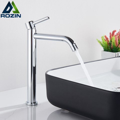 Chrome Basin Faucet Deck Mount Waterfall Spout Single Handle Bathroom Basin Mixer Taps Hot Cold Water Faucet One Hole ► Photo 1/6