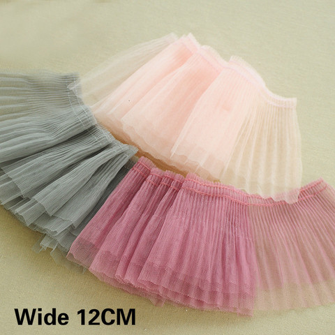 12CM Wide Double Layers Tulle Pleated Lace Fabirc Collar Cuffs Edging Trim Ribbon Curtains Dress Clothing DIY Sewing Accessories ► Photo 1/5
