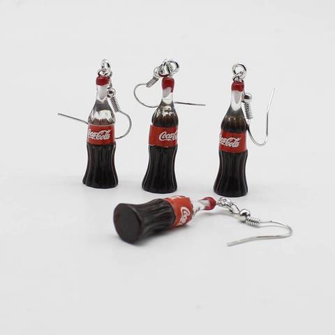 Creative fashion jewelry simulation cola earrings Korean version of the simple ladies gift earrings keychain jewelry wholesale ► Photo 1/3