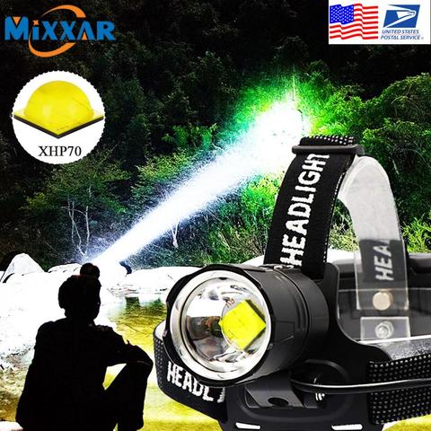 ZK20 Dropshipping XHP70 LED Headlamp Rechargeable Outputable Head Flashlight 3 Modes Zoomable Waterproof Headlight ► Photo 1/6