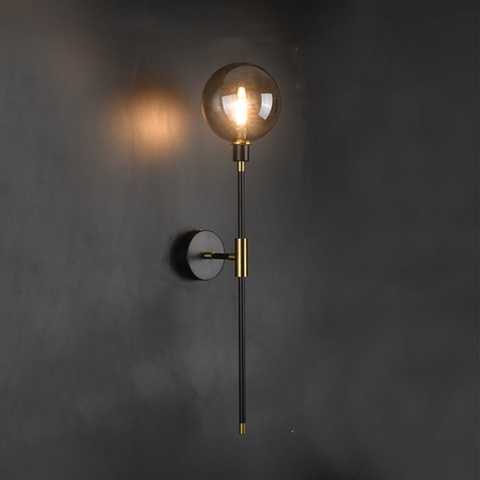 Modern Led Wall Lamp Black Iron Glass Ball Wall Lamps For Living Room Bedroom Loft Decor Nordic Home Bedside Wall Light Fixtures ► Photo 1/6